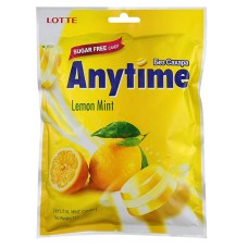 Леденцы Lotte Anytime LEMON MINT  Лимон и мята (без сахара ) 74 гр.